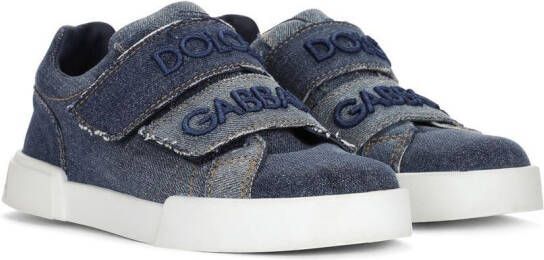 Dolce & Gabbana Kids Portofino Light sneakers met spijkerstof Blauw