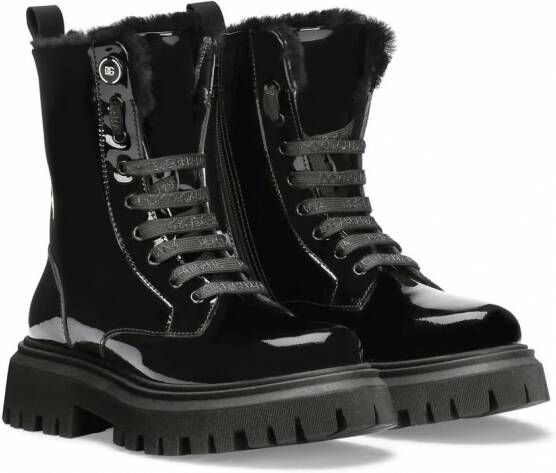 Dolce & Gabbana Kids Lakeren combat boots Zwart