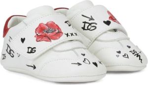 Dolce & Gabbana Kids floral logo-print leather trainers Wit
