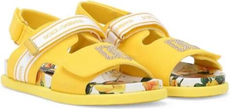 Dolce & Gabbana Kids Katoenen sandalen verfraaid met stras Geel