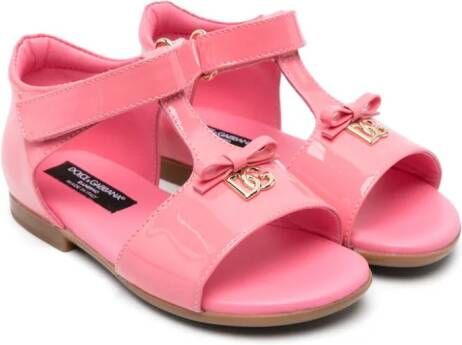 Dolce & Gabbana Kids Lakleren sandalen met DG-logo Roze