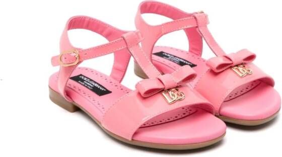 Dolce & Gabbana Kids Lakleren sandalen met strikdetail Roze