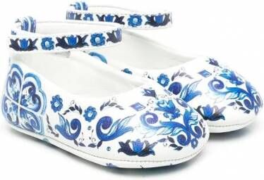 Dolce & Gabbana Kids Leren ballerina's Blauw