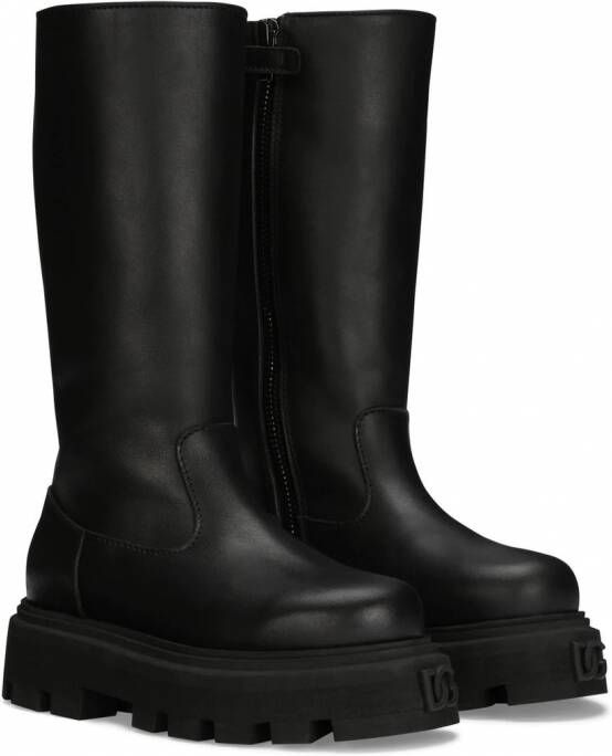 Dolce & Gabbana Kids Leren laarzen Zwart