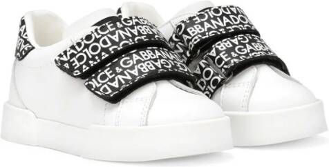 Dolce & Gabbana Kids Leren sneakers met logoprint Wit