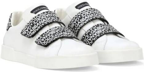Dolce & Gabbana Kids Leren sneakers met logoprint Wit