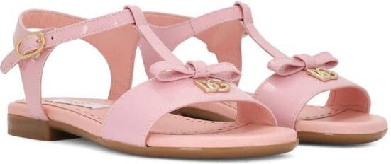 Dolce & Gabbana Kids Lakleren sandalen met DG-logo Roze