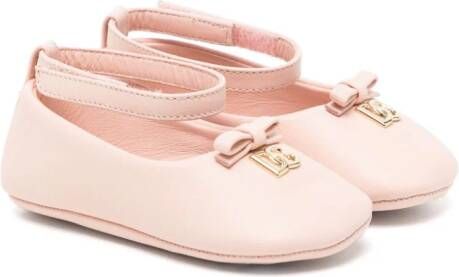 Dolce & Gabbana Kids Leren ballerina's Roze