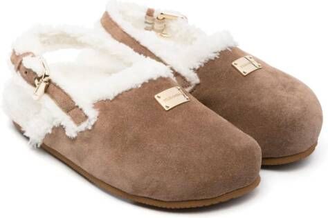 Dolce & Gabbana Kids Suède sandalen Bruin