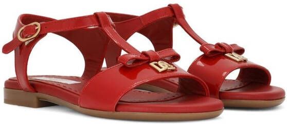 Dolce & Gabbana Kids Lakleren sandalen met DG-logo Rood