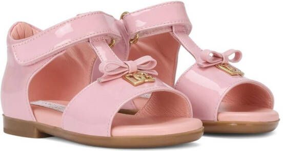 Dolce & Gabbana Kids First Steps lakleren sandalen Roze