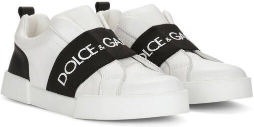 Dolce & Gabbana Kids Portofino leren sneakers Wit