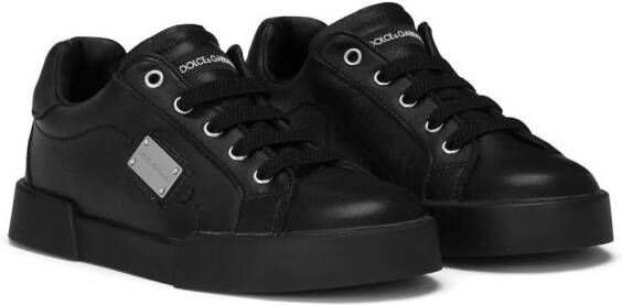 Dolce & Gabbana Kids Portofino Light leren sneakers Zwart