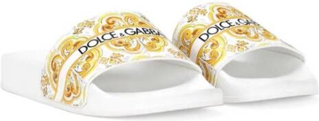 Dolce & Gabbana Kids Slippers met logoprint en patroon Wit