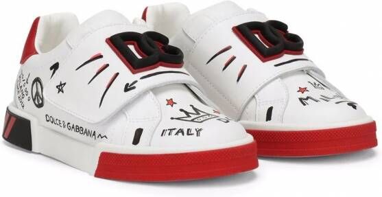 Dolce & Gabbana Kids Portofino Custom leren sneakers Wit