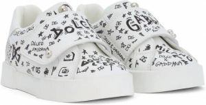 Dolce & Gabbana Kids Portofino sneakers met klittenband Wit