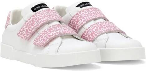 Dolce & Gabbana Kids Portofino sneakers met klittenband Wit