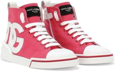 Dolce & Gabbana Kids Portofino Space high-top sneakers Roze