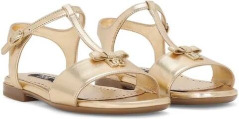 Dolce & Gabbana Kids Sandalen met logoplakkaat Goud