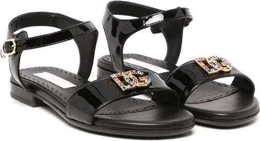 Dolce & Gabbana Kids Sandalen met logoplakkaat Zwart