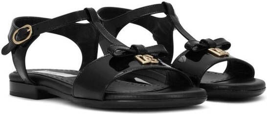 Dolce & Gabbana Kids Lakleren sandalen met DG-logo Zwart