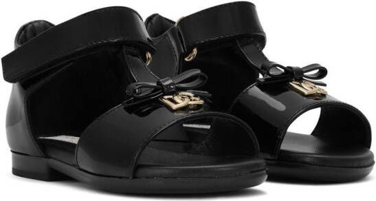 Dolce & Gabbana Kids First Steps lakleren sandalen Zwart