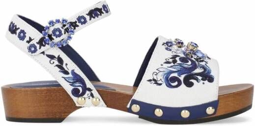 Dolce & Gabbana Kids Sandalen met Majolica-print Wit