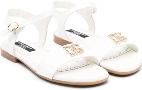 Dolce & Gabbana Kids Sandalen verfraaid met kristallen Wit