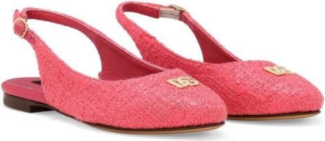 Dolce & Gabbana Kids Slingback flatjes met logoplakkaat Roze