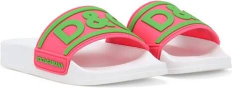 Dolce & Gabbana Kids Slippers met logo-applicatie Roze