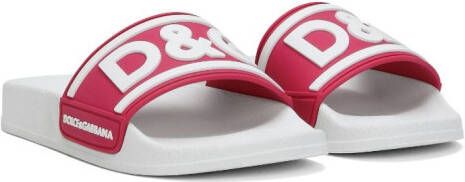 Dolce & Gabbana Kids Slippers met logo-reliëf Rood