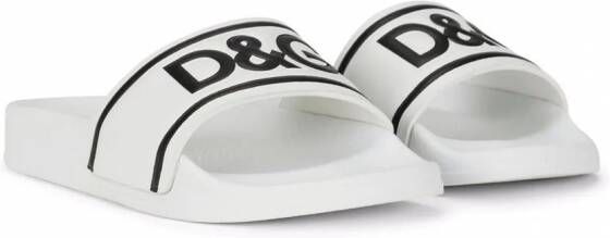 Dolce & Gabbana Kids Slippers met logoprint Wit