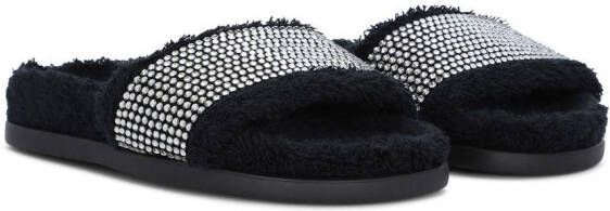 Dolce & Gabbana Kids Badstof slippers verfraaid met stras Zwart