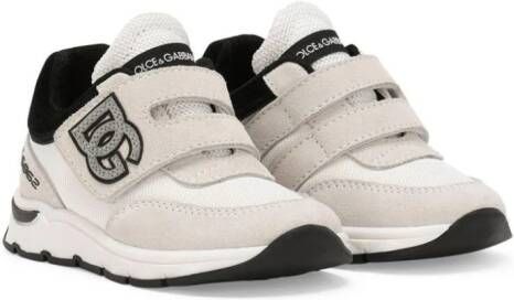 Dolce & Gabbana Kids Sneakers met klittenband en logo-applicatie Beige