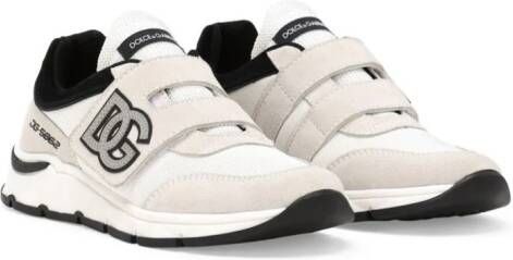 Dolce & Gabbana Kids Sneakers met klittenband en logo-applicatie Beige