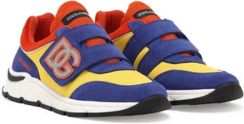 Dolce & Gabbana Kids Sneakers met klittenband en logo-applicatie Blauw