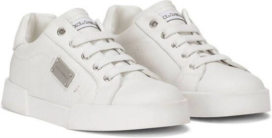 Dolce & Gabbana Kids Portofino Light leren sneakers Wit