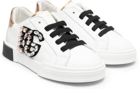 Dolce & Gabbana Kids Sneakers verfraaid met kristallen Wit