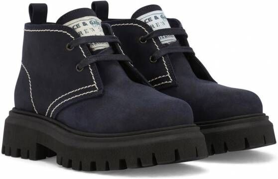Dolce & Gabbana Kids Suède enkellaarzen Zwart