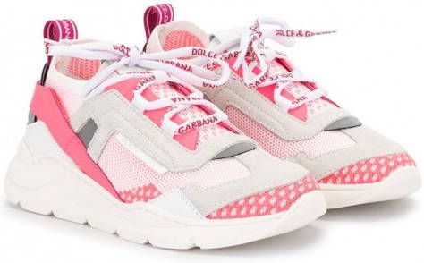 Dolce & Gabbana Kids Vetersneakers met vlakken Roze