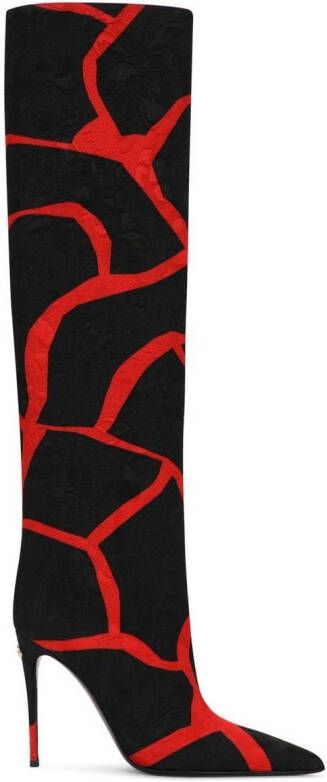 Dolce & Gabbana Knielaarzen met abstracte print Rood