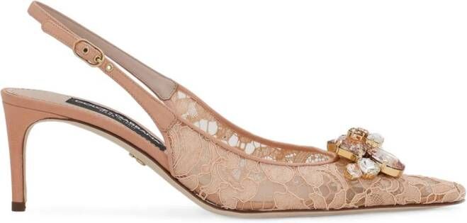 Dolce & Gabbana Slingback pumps met kristal Beige