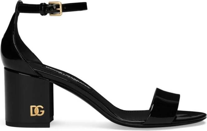 Dolce & Gabbana Lakleren sandalen met logoplakkaat Zwart