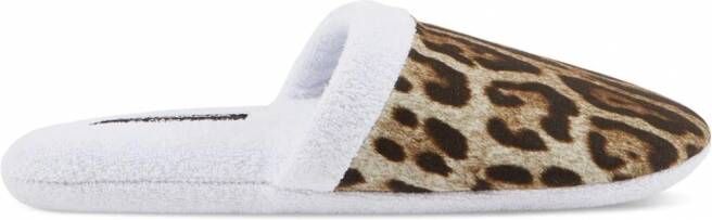 Dolce & Gabbana Slippers met luipaardprint Wit
