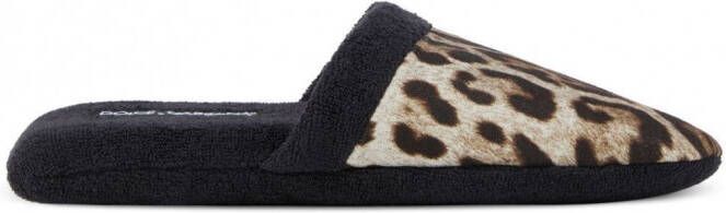 Dolce & Gabbana Slippers met luipaardprint Zwart
