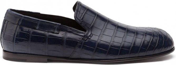 Dolce & Gabbana Leren loafers met krokodillen-reliëf Blauw