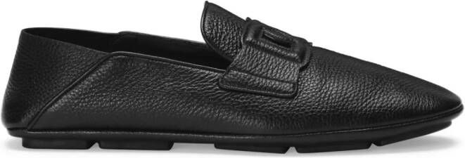 Dolce & Gabbana Leren loafers met logo-applicatie Zwart