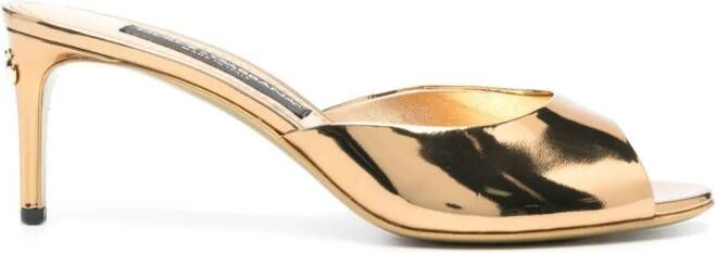 Dolce & Gabbana 70 mm leren sandalen met metallic afwerking Goud