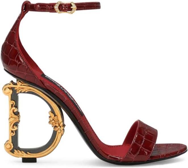Dolce & Gabbana Leren sandalen met DDG barok-hak Rood