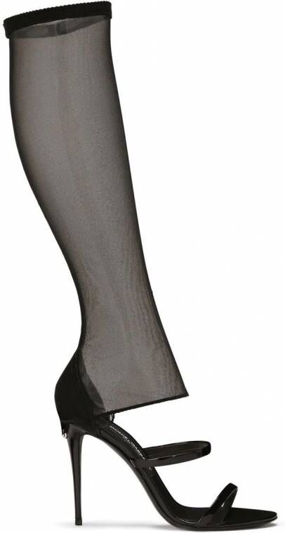 Dolce & Gabbana 105mm kniehoge sandalen met tule Zwart